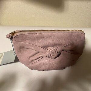 Antonio Melani Guava Color Medium Leather Knot Cosmetic Bag